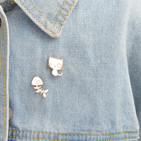 Cat and Fish Bone Pin