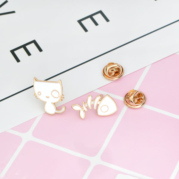 Cat and Fish Bone Pin