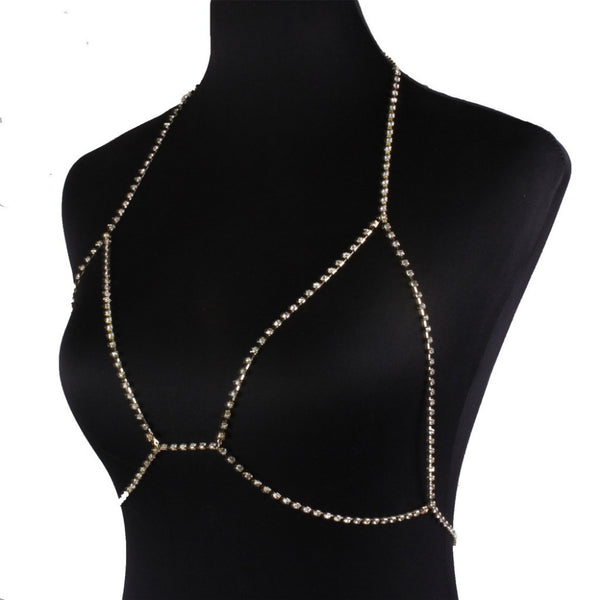 Shiny Crystal Bra Body Statement Jewelry