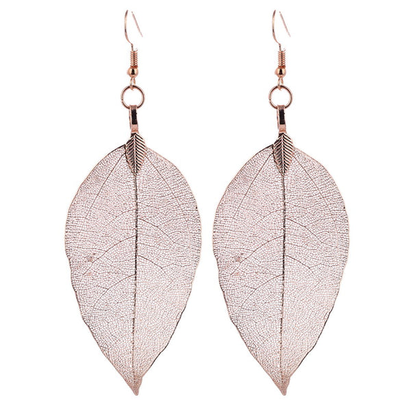 Bohemian Real Leaf Big Earrings