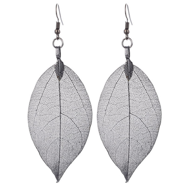 Bohemian Real Leaf Big Earrings