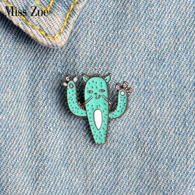 Kitten Paws Funny Cactus Brooch