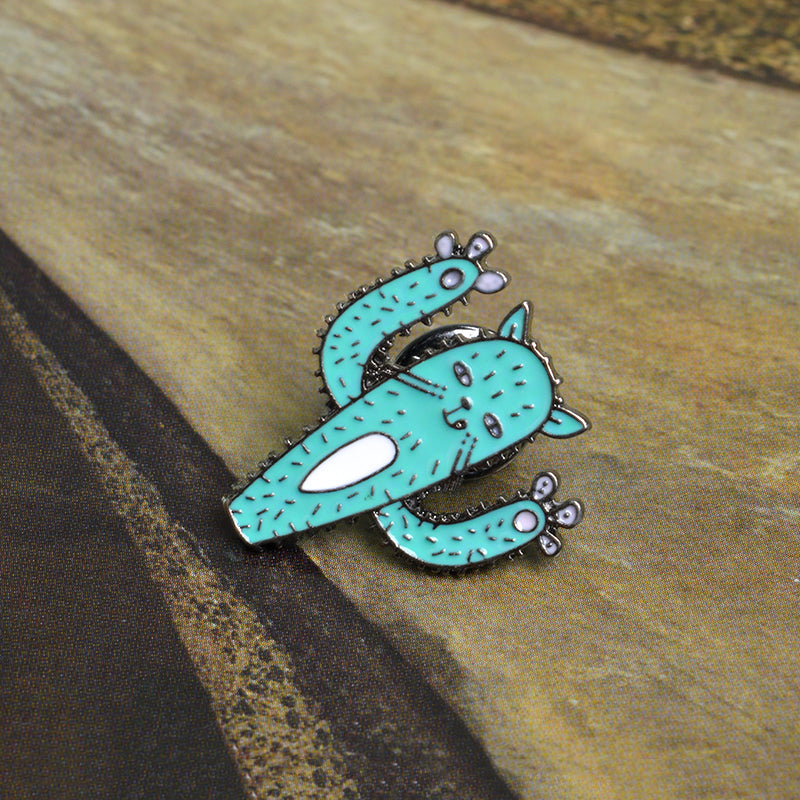 Kitten Paws Funny Cactus Brooch