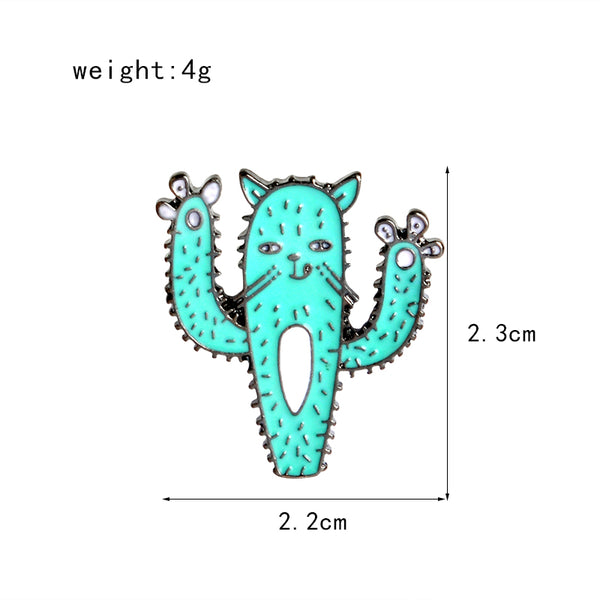 Kitten Paws Funny Cactus Brooch