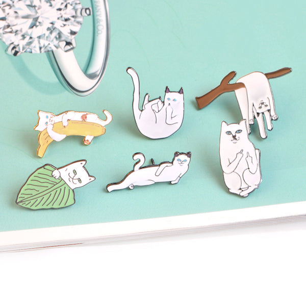 Funny Cats  Metal Brooch Pins