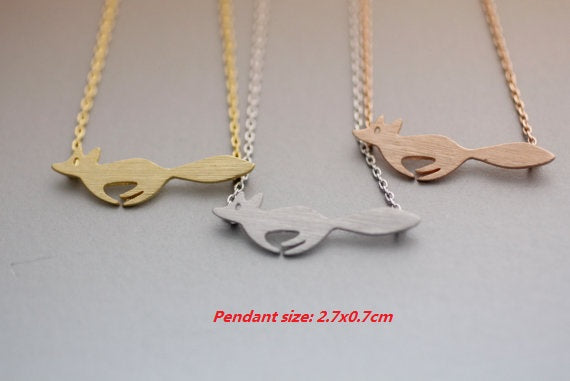 Cute Running Fox Pendant Necklace