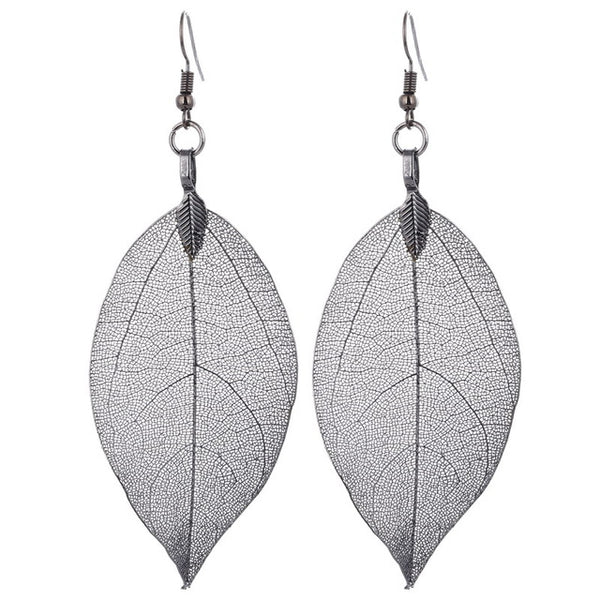 Bohemian Real Leaf Big Earrings