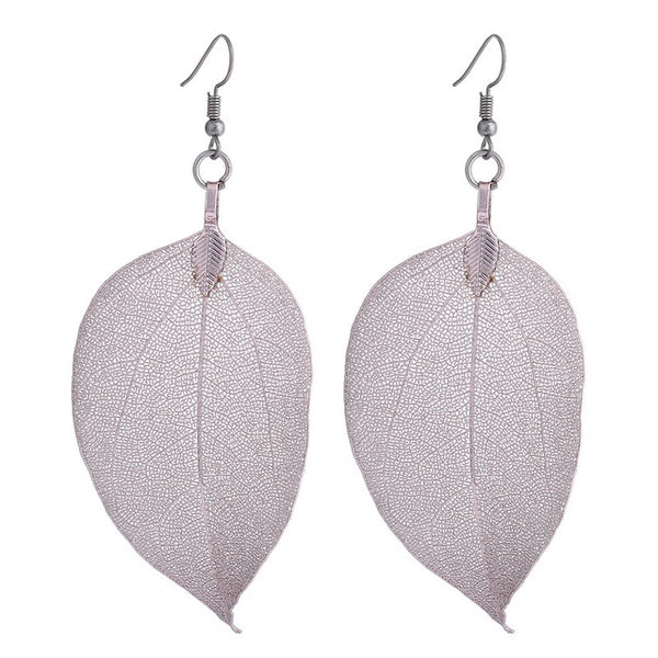 Bohemian Real Leaf Big Earrings