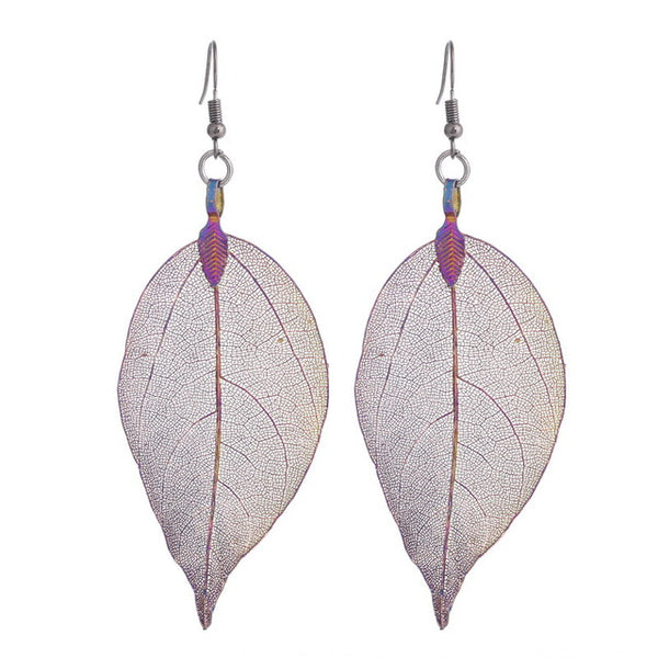 Bohemian Real Leaf Big Earrings