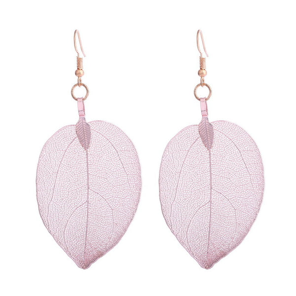 Bohemian Real Leaf Big Earrings