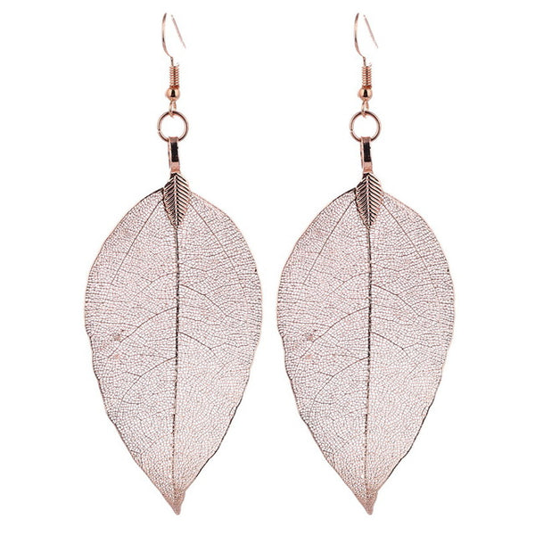 Bohemian Real Leaf Big Earrings