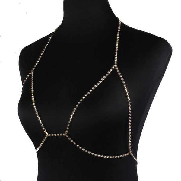 Shiny Crystal Bra Body Statement Jewelry